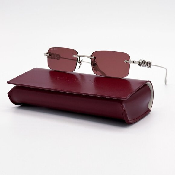 NEW GUCCI SUNGLASSES SILVER PURPLE UNISEX EYEWEAR GUCCI GG1808S 004 main image 12